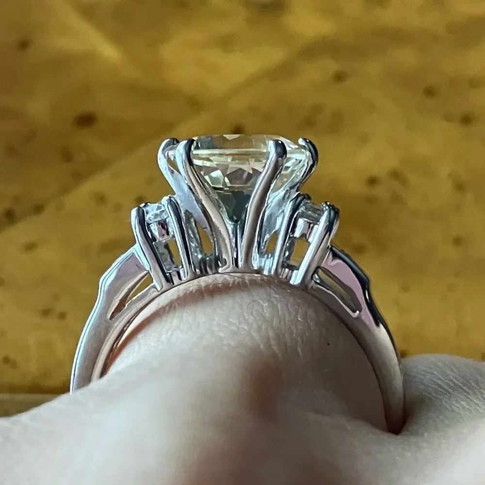Yellow Labradorite White Topaz Sterling Silver Ring Size 8
